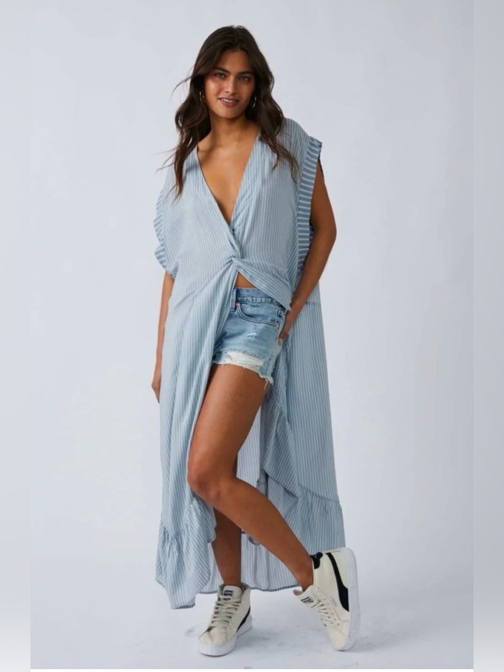 Free People Gone Sailing Maxi Dress in Chambray Stripe Maxi Dress or Shirt